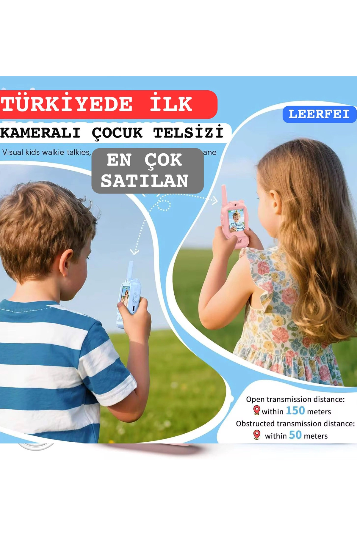 Evimdeyokyok Çocuklar Için Görüntülü Telsiz Konuşma Özellıklı El Telsizi Şarj Edılebılır 50 Mt Menzil Wifi Gerektirmez