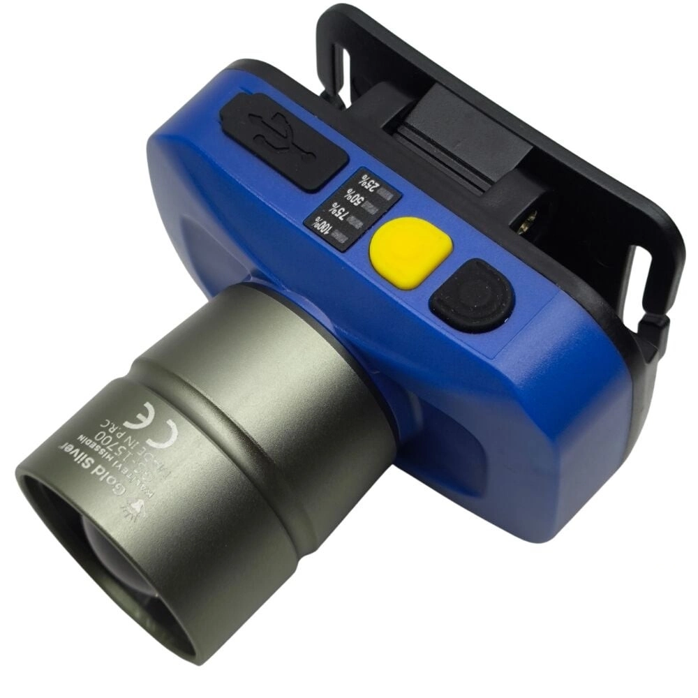 Evimdeyokyok Gold Silver Gs-15700 20W 2000 Lümen Sarı Beyaz Işık Zoomlu Şarj Edilebilir Kafa Feneri