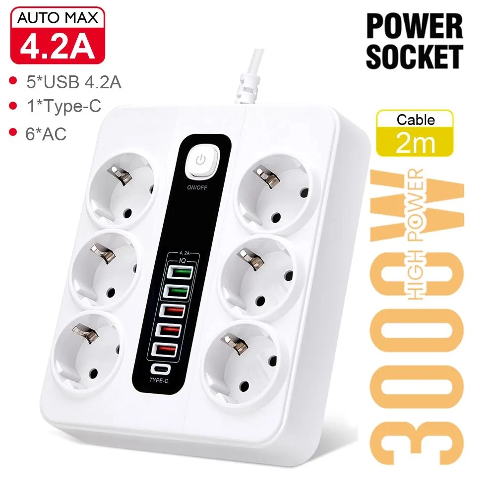 Evimdeyokyok Hp-H04 3000W 10Amper 6’Lı 2Metre Uzatma Kablolu Çoklu Termal Akım Priz