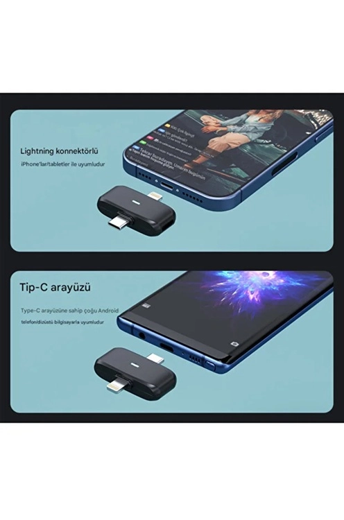 Evimdeyokyok Kablosuz Profesyonel İkili Yayın Yaka Mikrofonu Şarj Kutu Mıknatıslı Typce Lightning Çıkış Mikrofon