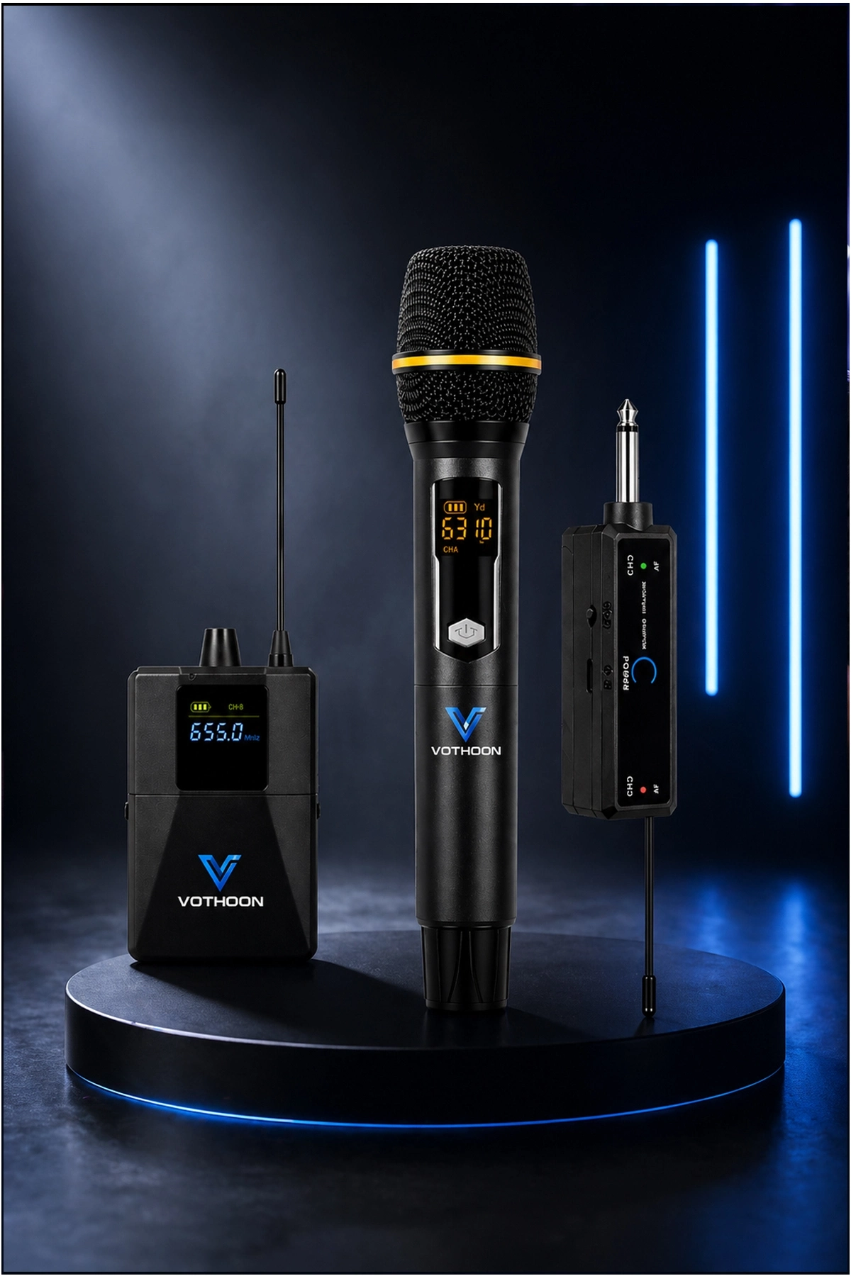 Evimdeyokyok Mikrofon Seti Uhf Çift Kanal Profesyonel El Mikrofonu 50-80M Menzil
