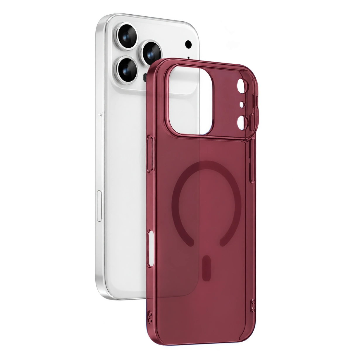 Evimdeyokyok Newface Apple İphone 18 Pro Combo Sert Şeffaf Magsafe Kapak - Bordo