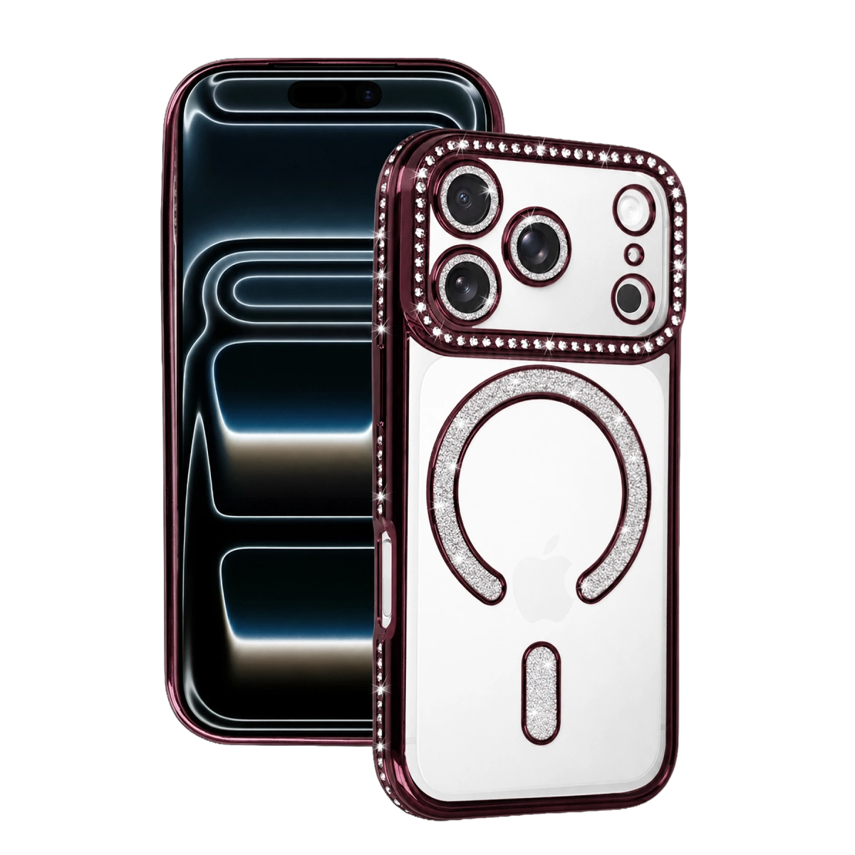 Evimdeyokyok Newface Apple İphone 18 Pro Joke Simli Magneticsafe Kılıf - Bordo