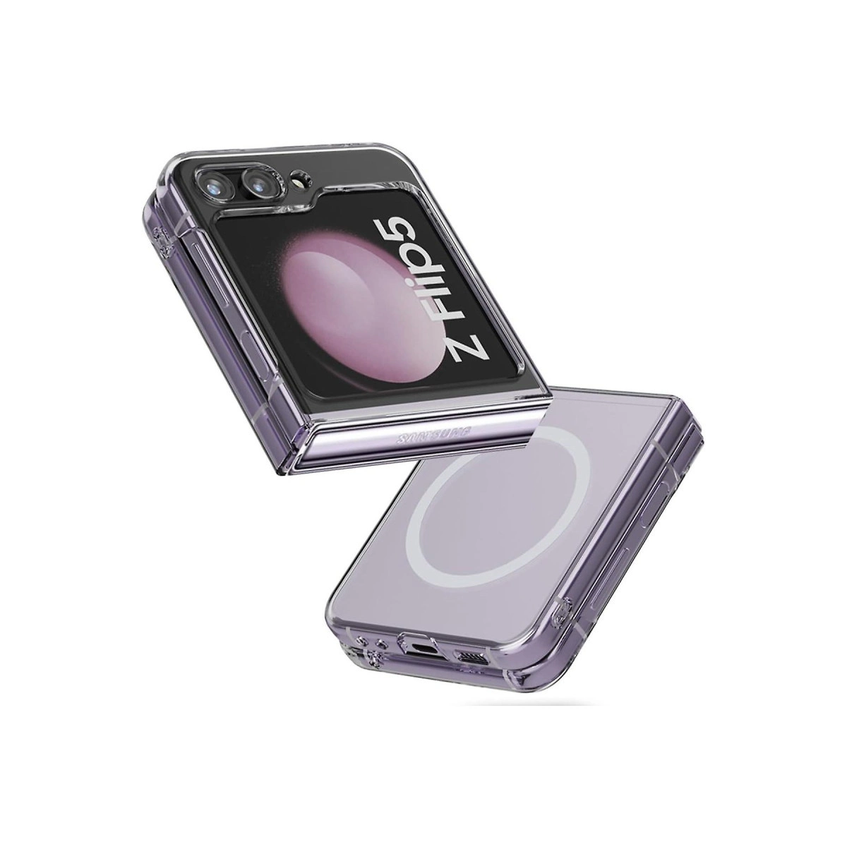 Evimdeyokyok Newface Samsung Galaxy Z Flip 5 Kılıf Magneticsafe Şeffaf Silikon - Şeffaf