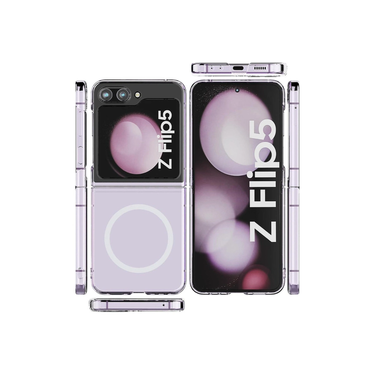 Evimdeyokyok Newface Samsung Galaxy Z Flip 5 Kılıf Magneticsafe Şeffaf Silikon - Şeffaf