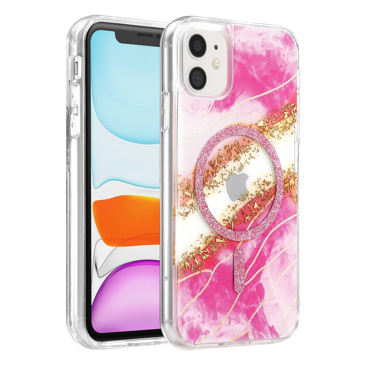 Evimdeyokyok Onegif Apple İphone 11 Lotus Simli Magsafe Kapak - Pembe
