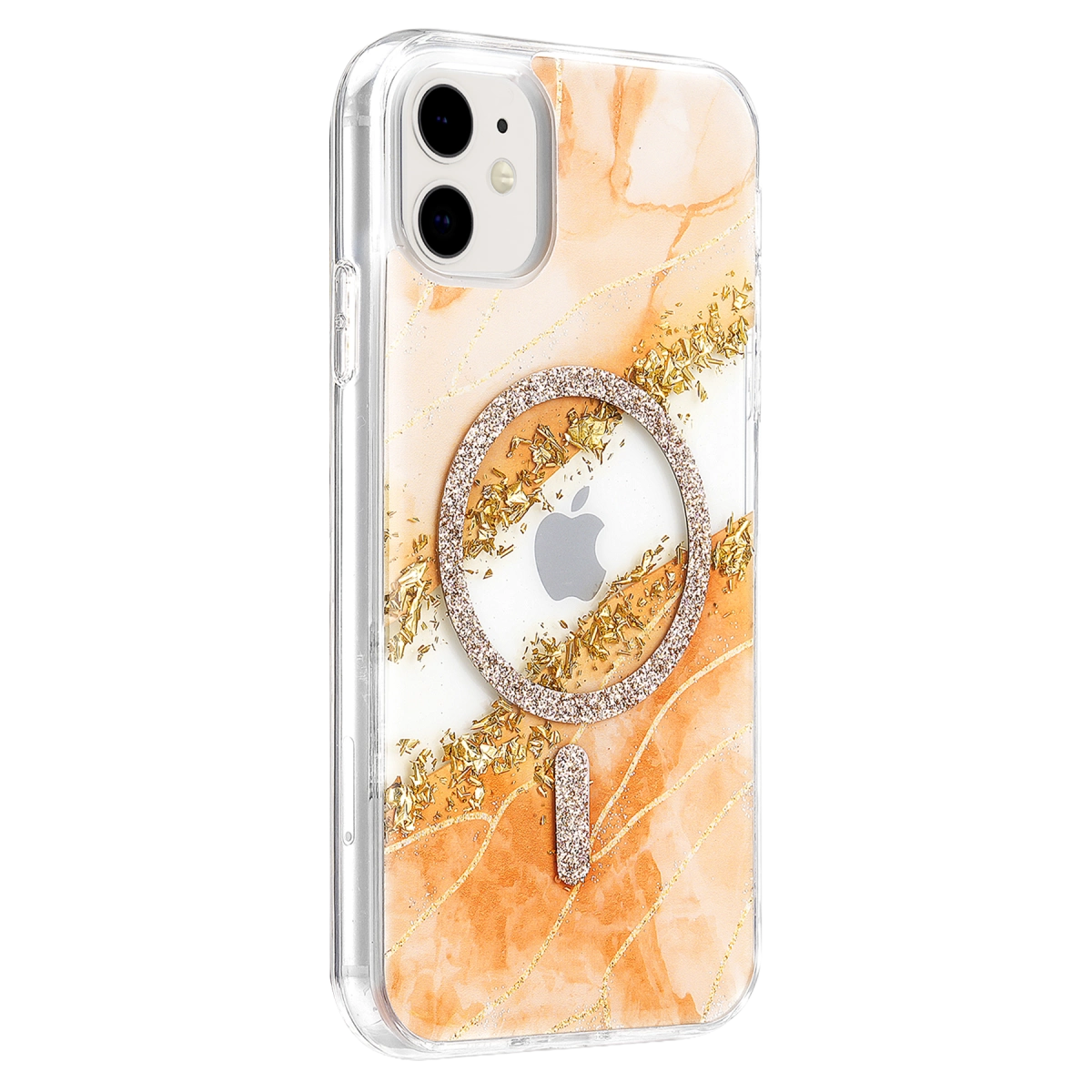 Evimdeyokyok Onegif Apple İphone 11 Lotus Simli Magsafe Kapak - Turuncu