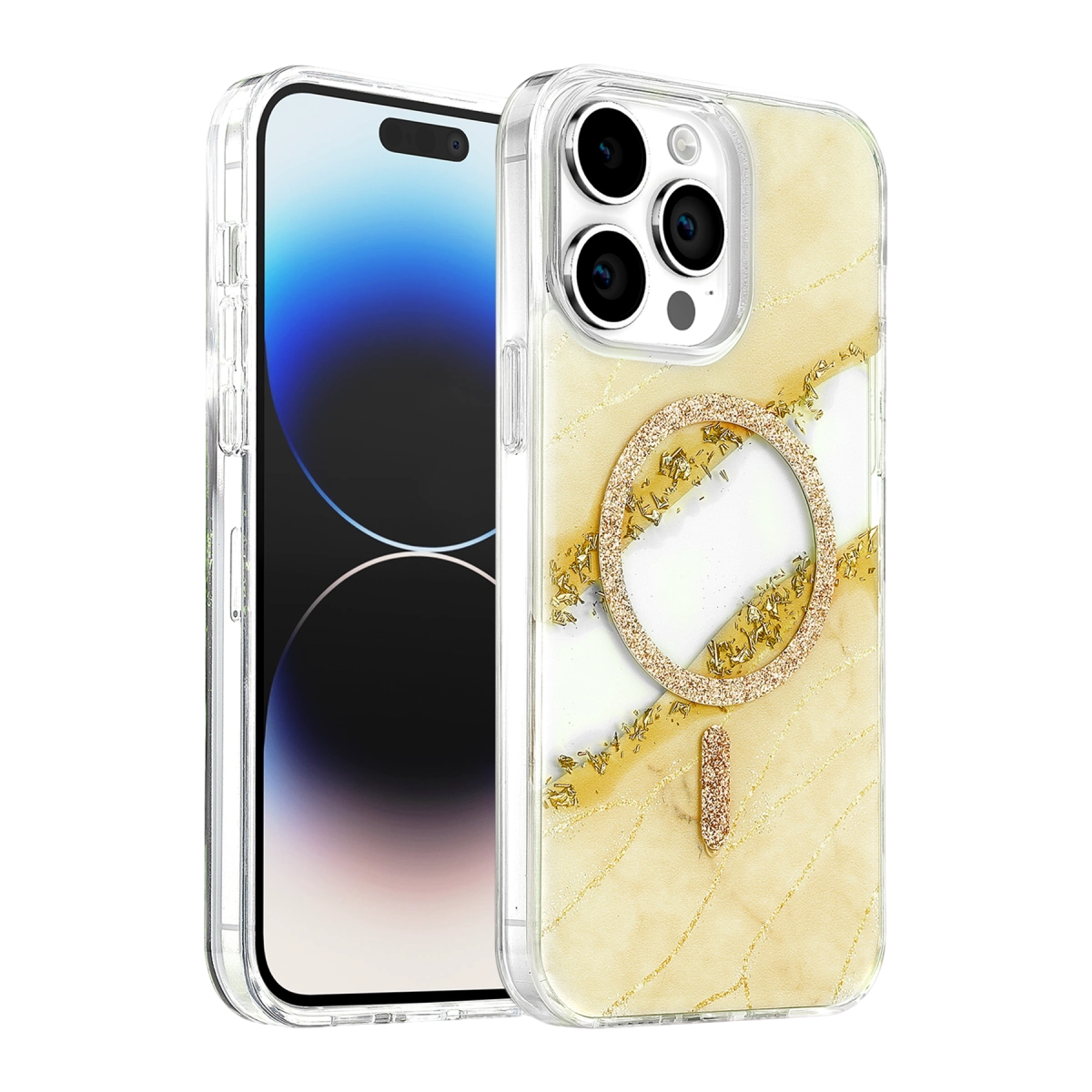 Evimdeyokyok Onegif Apple İphone 14 Pro Max Lotus Simli Magsafe Kapak - Gümüş