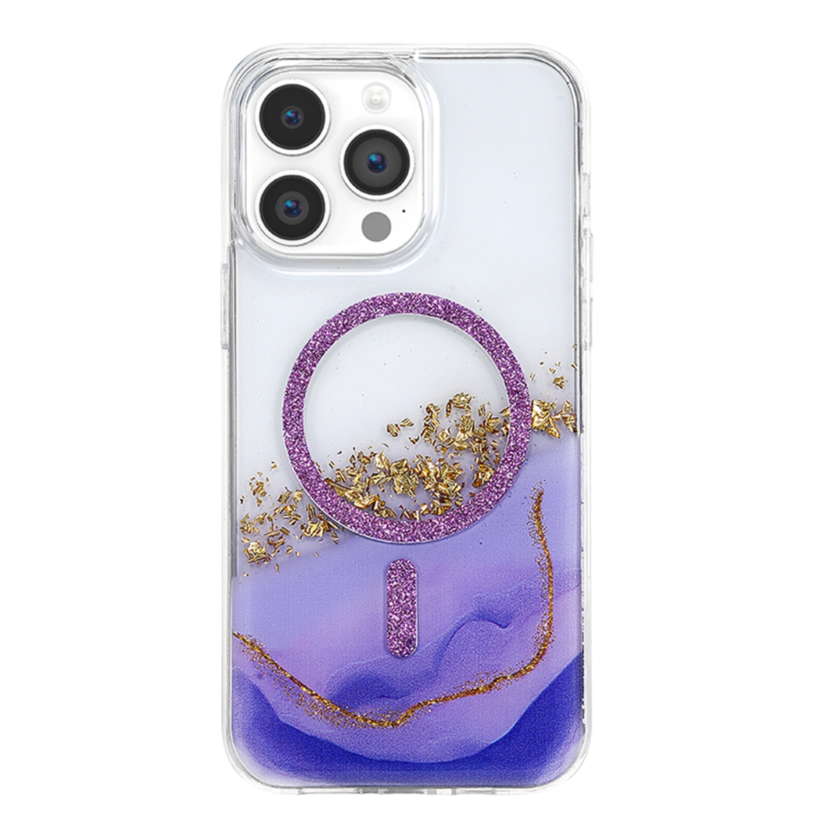 Evimdeyokyok Onegif Apple İphone 14 Pro Max Lotus Simli Magsafe Kapak - Mor
