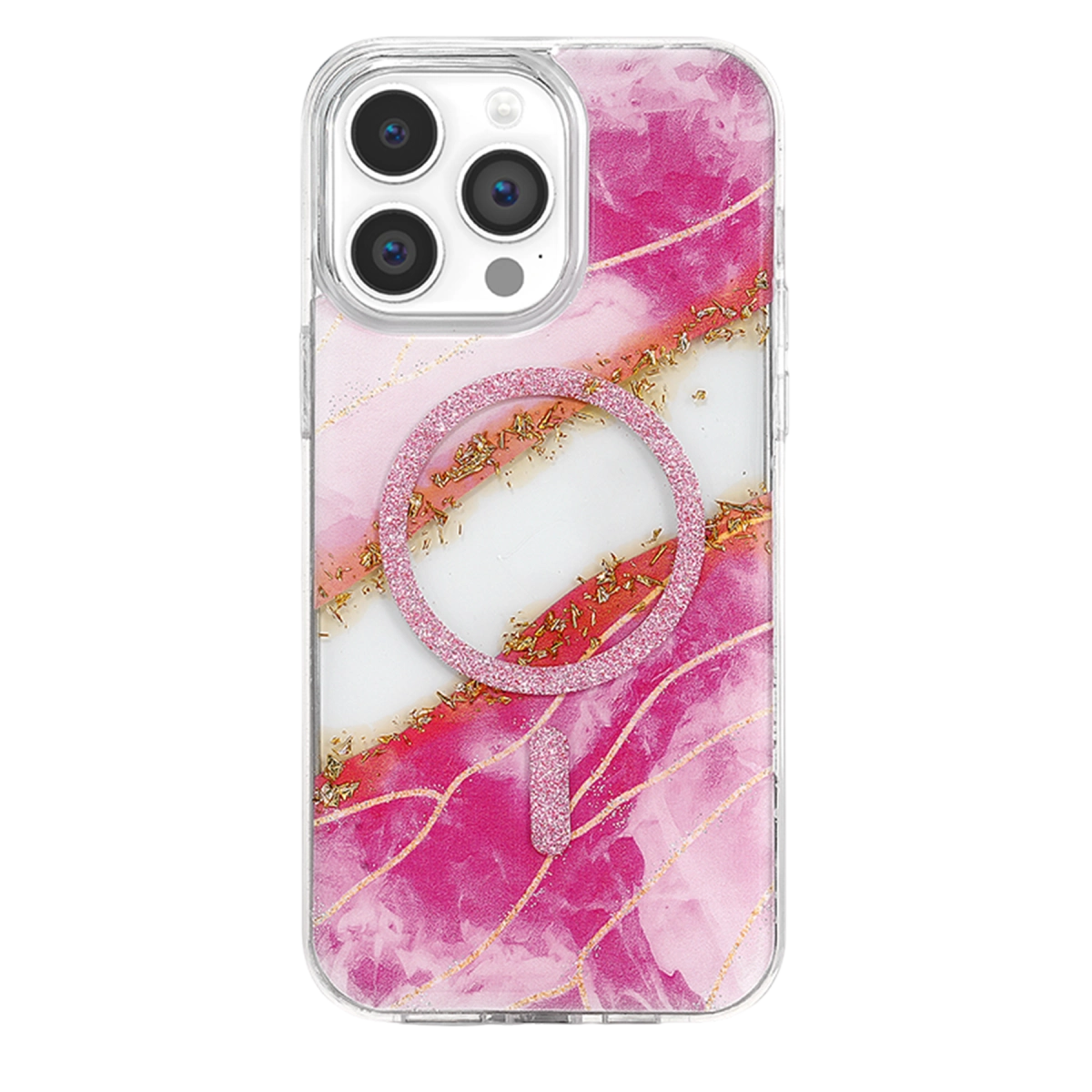 Evimdeyokyok Onegif Apple İphone 15 Pro Max Lotus Simli Magsafe Kapak - Pembe