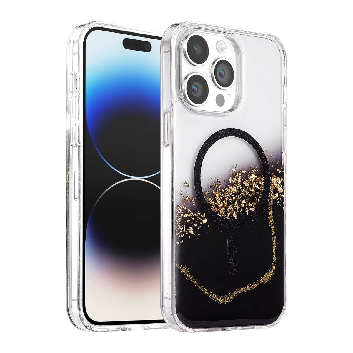 Evimdeyokyok Onegif Apple İphone 15 Pro Max Lotus Simli Magsafe Kapak - Siyah