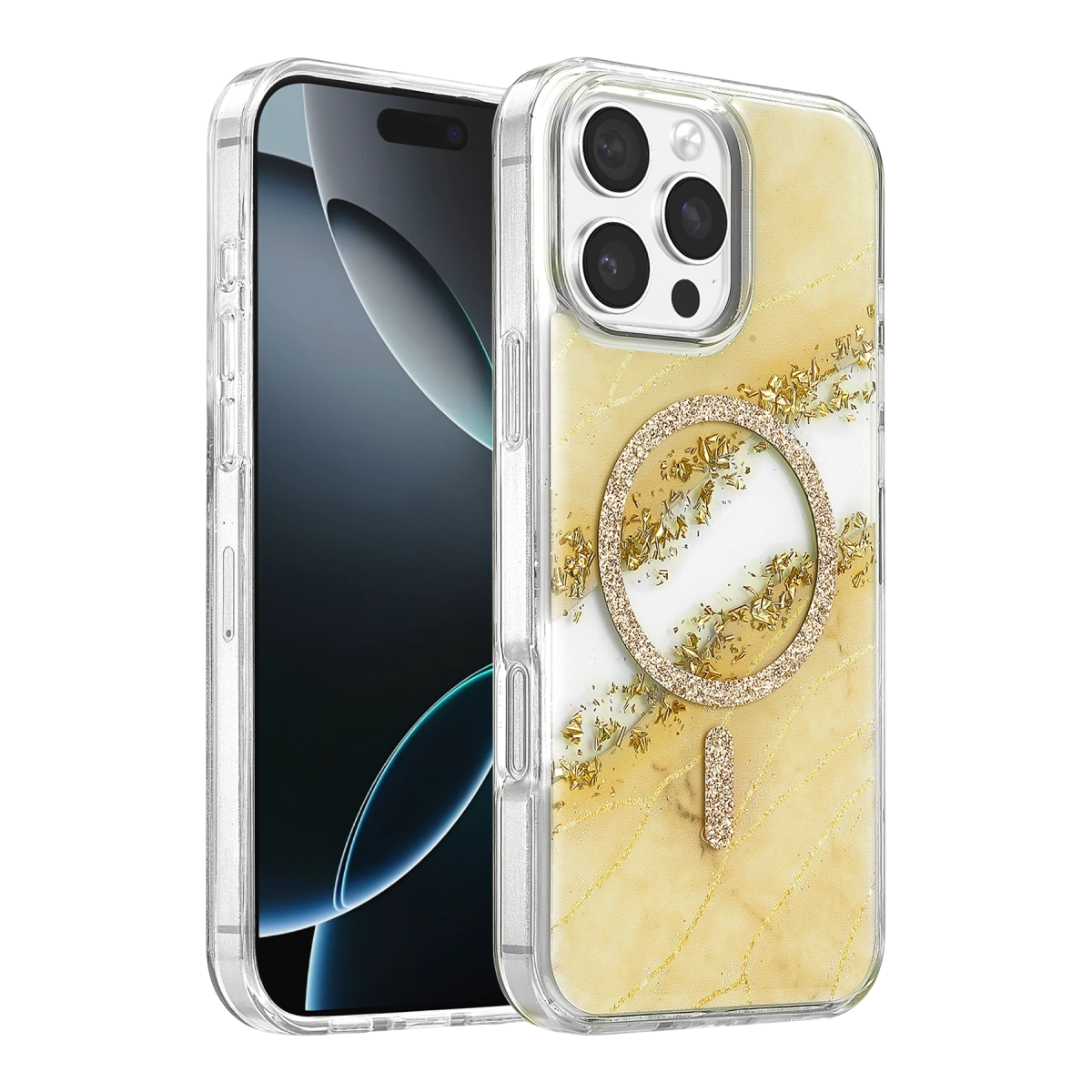 Evimdeyokyok Onegif Apple İphone 16 Pro Max Lotus Simli Magsafe Kapak - Gümüş