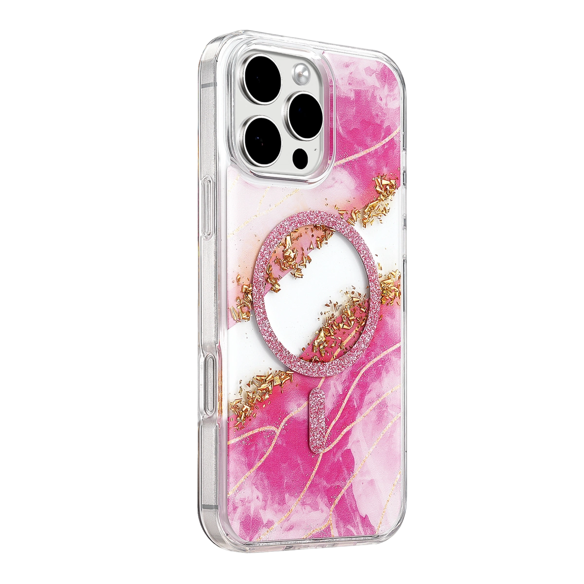 Evimdeyokyok Onegif Apple İphone 16 Pro Max Lotus Simli Magsafe Kapak - Pembe