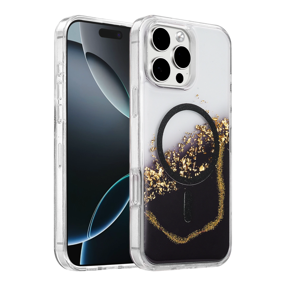 Evimdeyokyok Onegif Apple İphone 16 Pro Max Lotus Simli Magsafe Kapak - Siyah