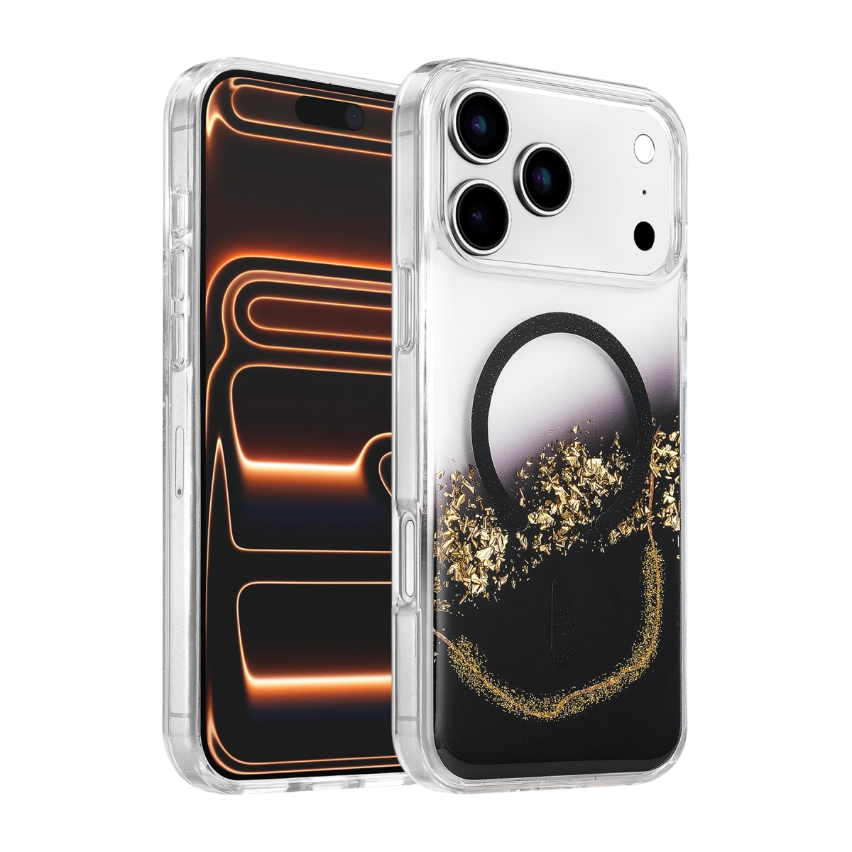 Evimdeyokyok Onegif Apple İphone 17 Pro Max/18 Pro Max Lotus Simli Magsafe Kapak - Siyah