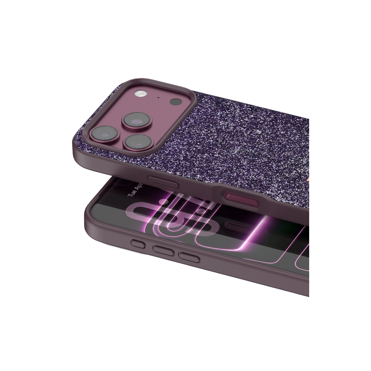 Evimdeyokyok Onegif Apple İphone 18 Pro Bright Simli Kapak - Bordo
