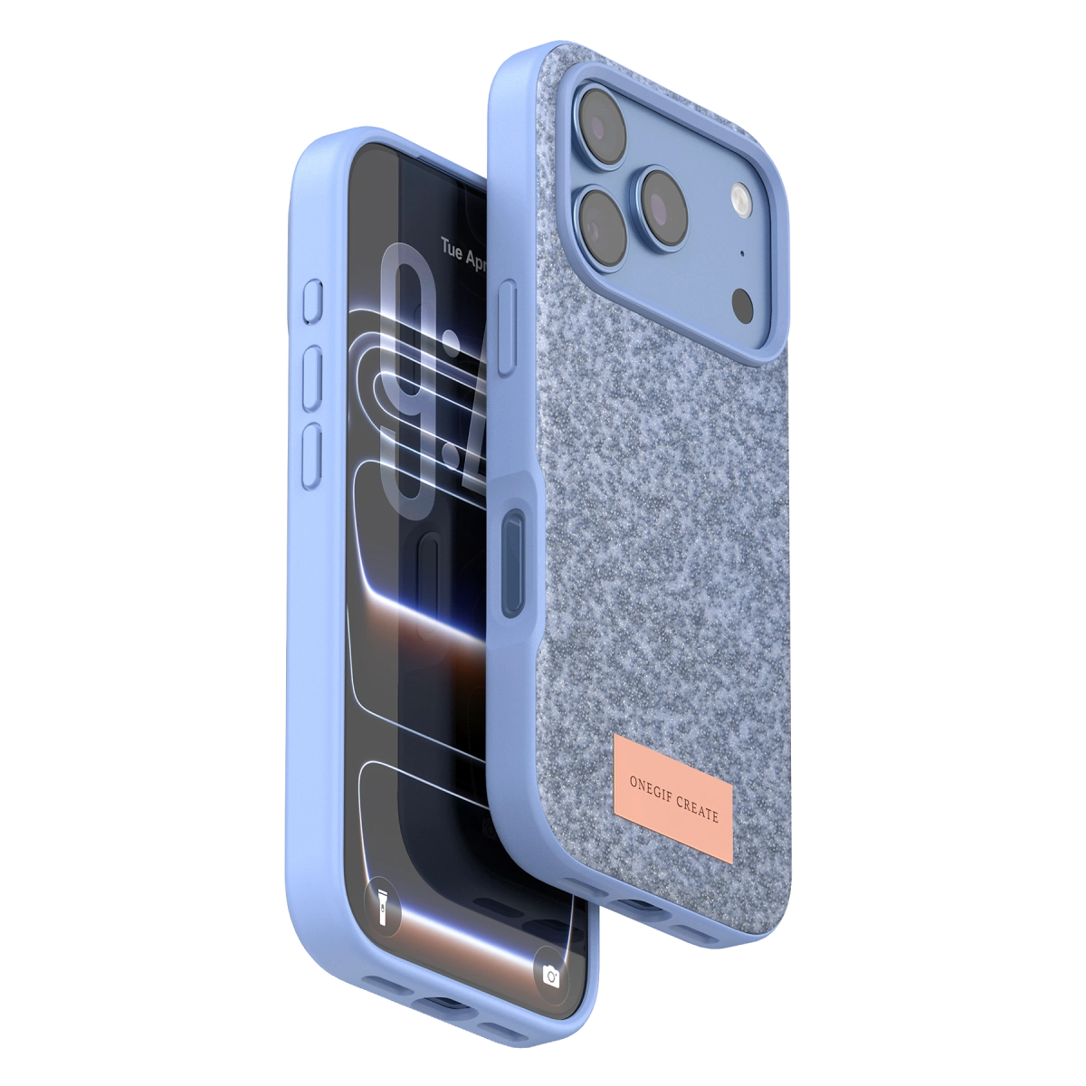 Evimdeyokyok Onegif Apple İphone 18 Pro Bright Simli Kapak - Mavi