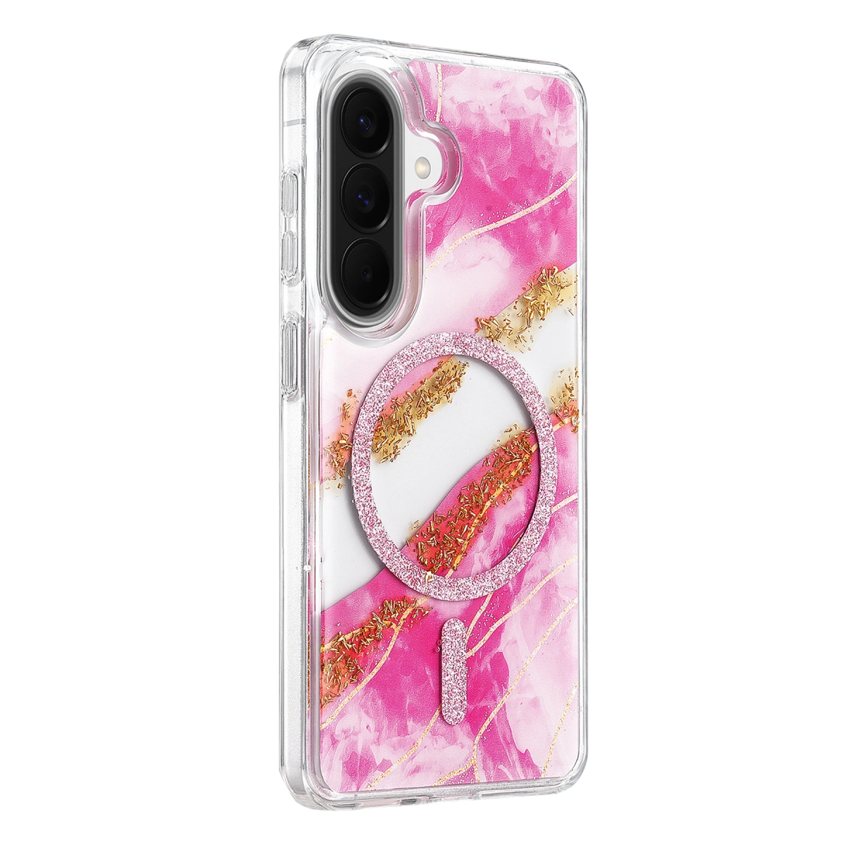 Evimdeyokyok Onegif Samsung Galaxy A56 Lotus Simli Magsafe Kapak - Pembe