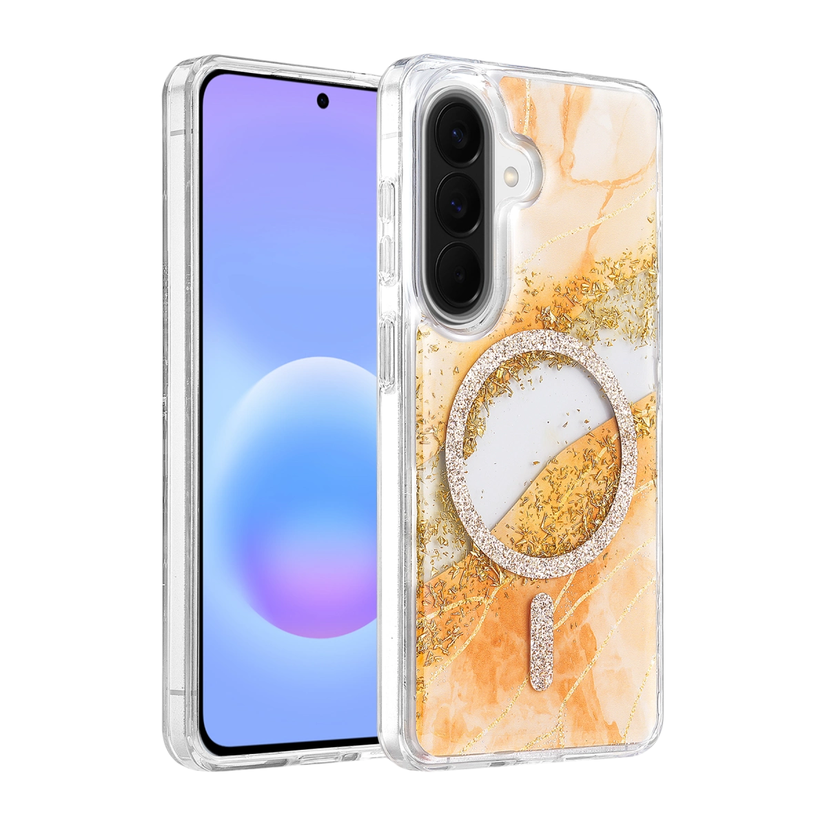 Evimdeyokyok Onegif Samsung Galaxy A57 5G Lotus Simli Magsafe Kapak - Turuncu