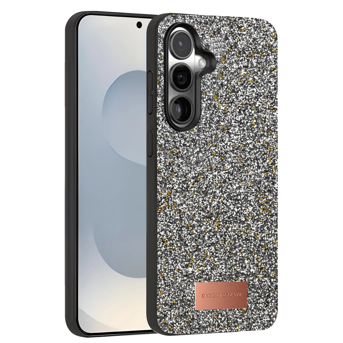 Evimdeyokyok Onegif Samsung Galaxy S25 Bright Simli Kapak - Gold