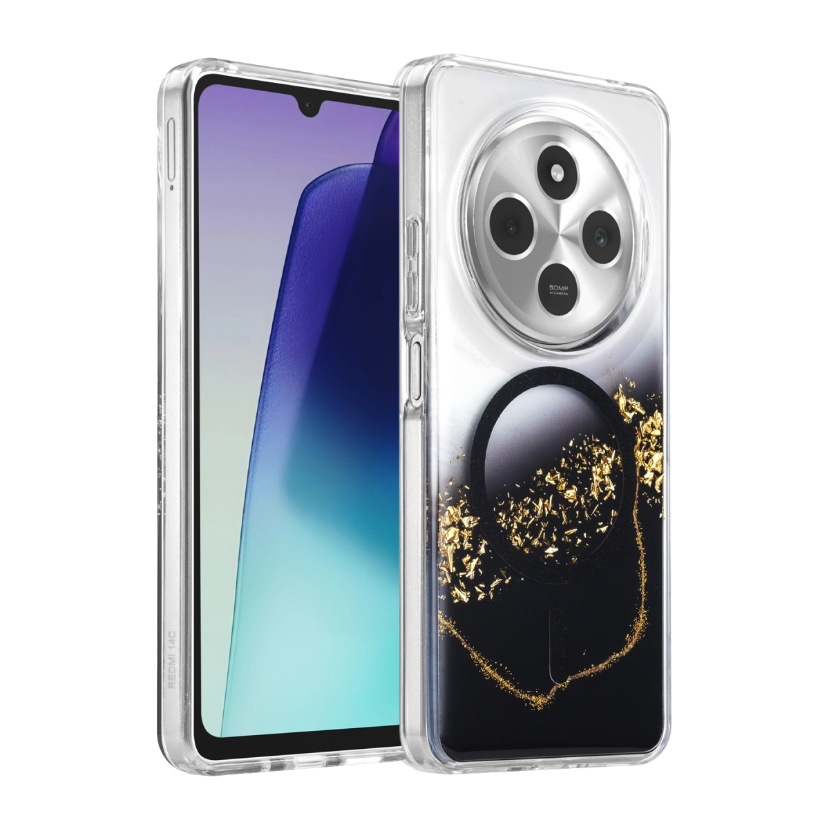 Evimdeyokyok Onegif Xiaomi Redmi 14C Lotus Simli Magsafe Kapak - Siyah