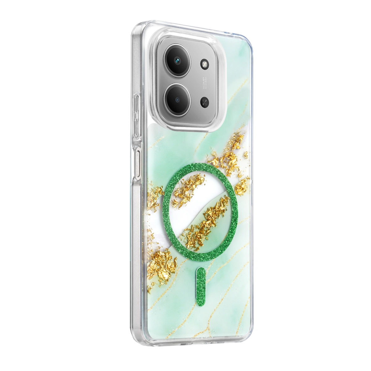 Evimdeyokyok Onegif Xiaomi Redmi 15C 4G Lotus Simli Magsafe Kapak - Yeşil