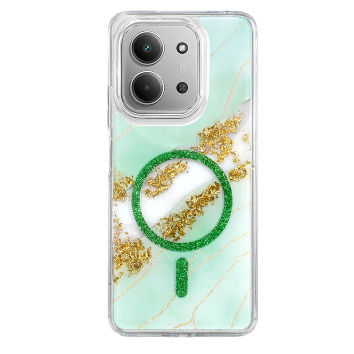 Evimdeyokyok Onegif Xiaomi Redmi 15C 4G Lotus Simli Magsafe Kapak - Yeşil