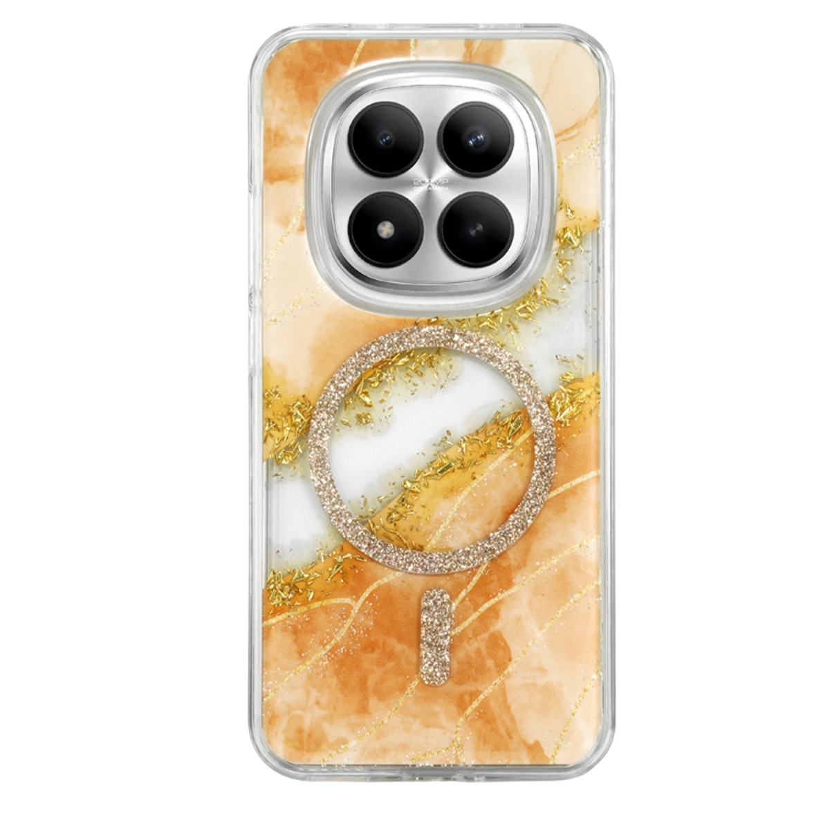 Evimdeyokyok Onegif Xiaomi Redmi Note 15 4G Lotus Simli Magsafe Kapak - Turuncu