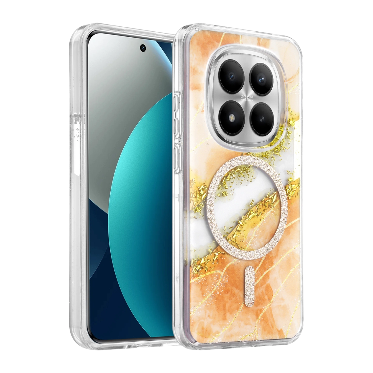 Evimdeyokyok Onegif Xiaomi Redmi Note 15 Pro 5G Lotus Simli Magsafe Kapak - Turuncu