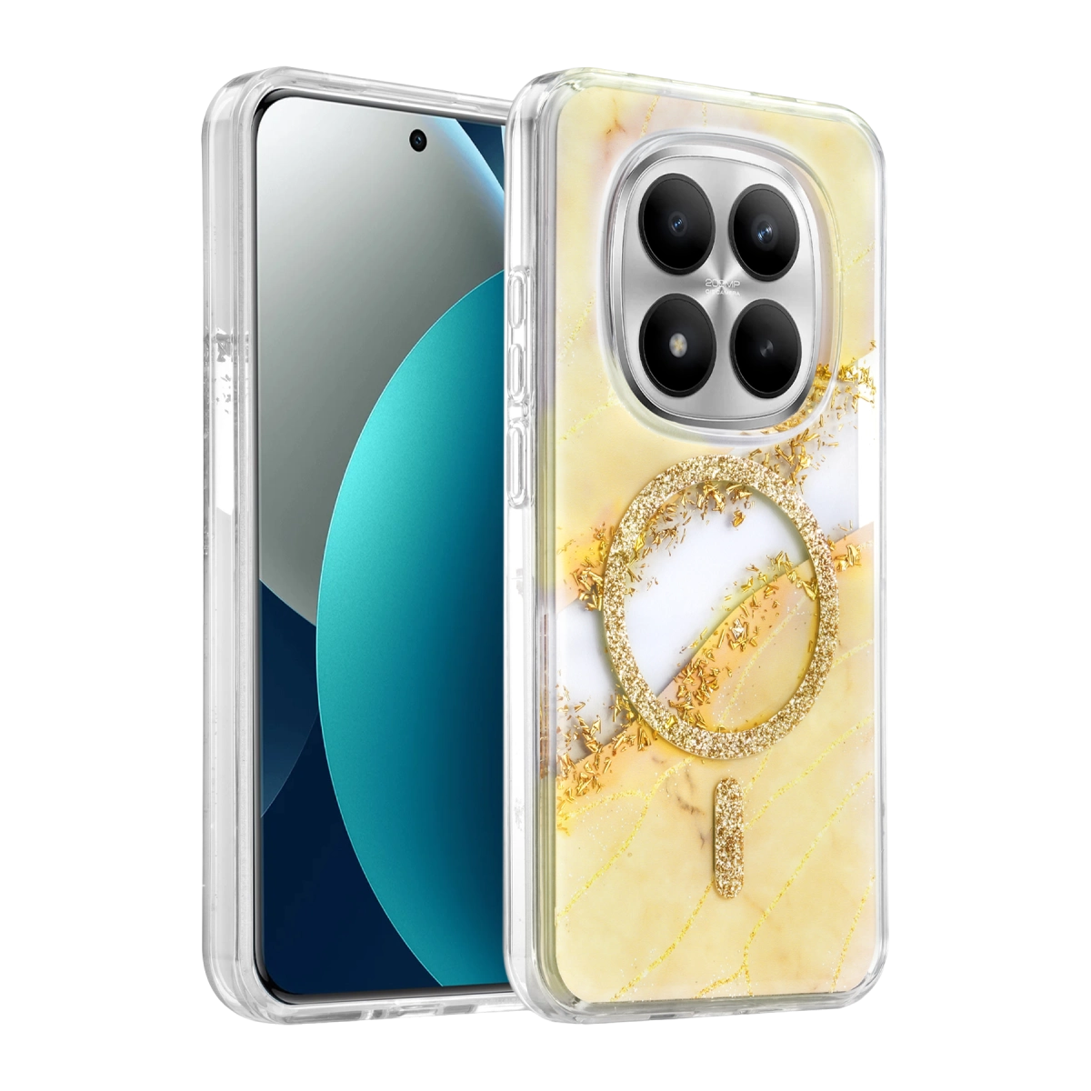 Evimdeyokyok Onegif Xiaomi Redmi Note 15 Pro Plus 5G Lotus Simli Magsafe Kapak - Gümüş