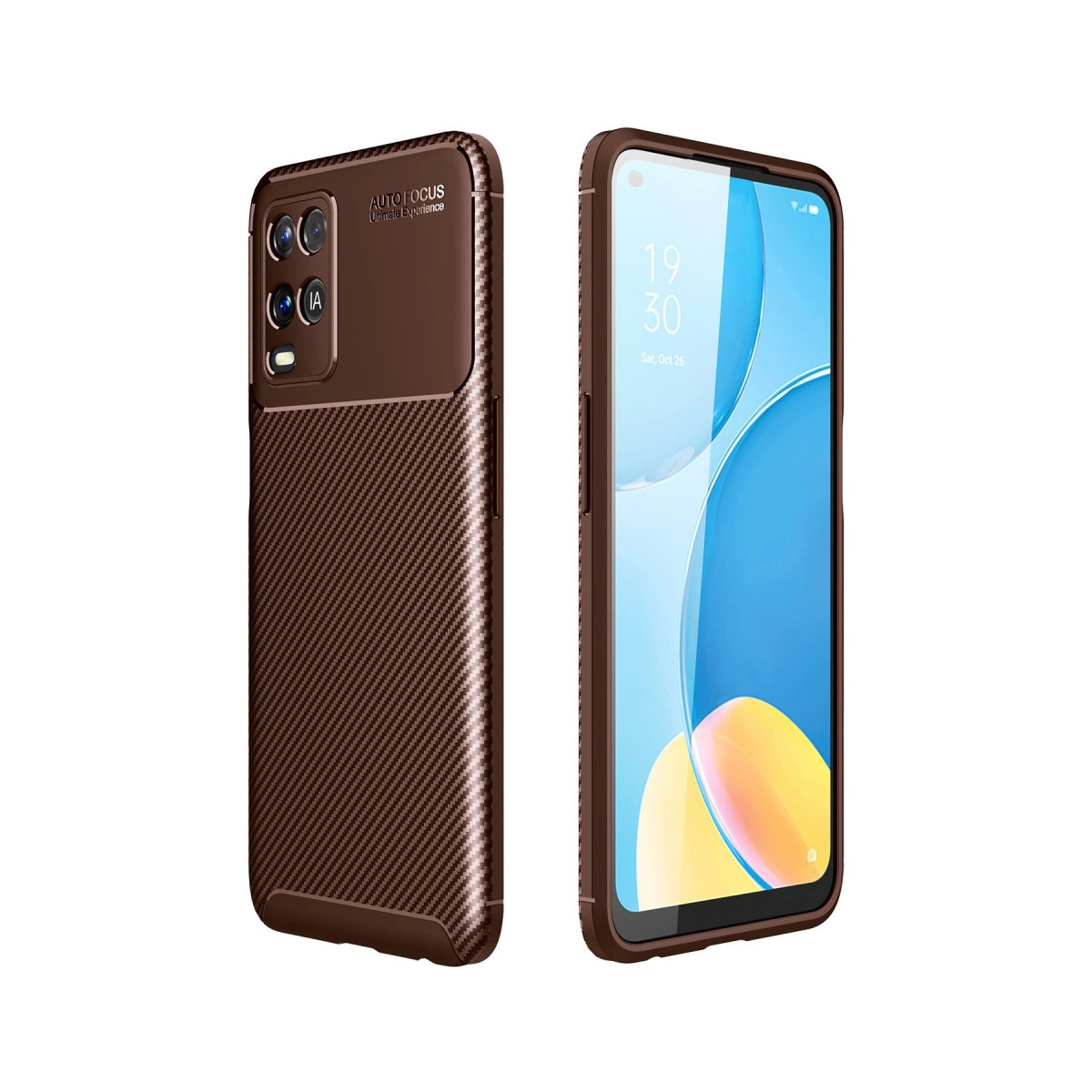 Evimdeyokyok Oppo A54 4G Kılıf Auto Focus Karbon Kapak - Kahverengi