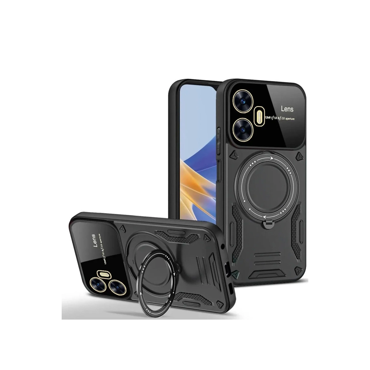 Evimdeyokyok Realme C55 Kılıf Joy Lens Standlı Kapak - Siyah