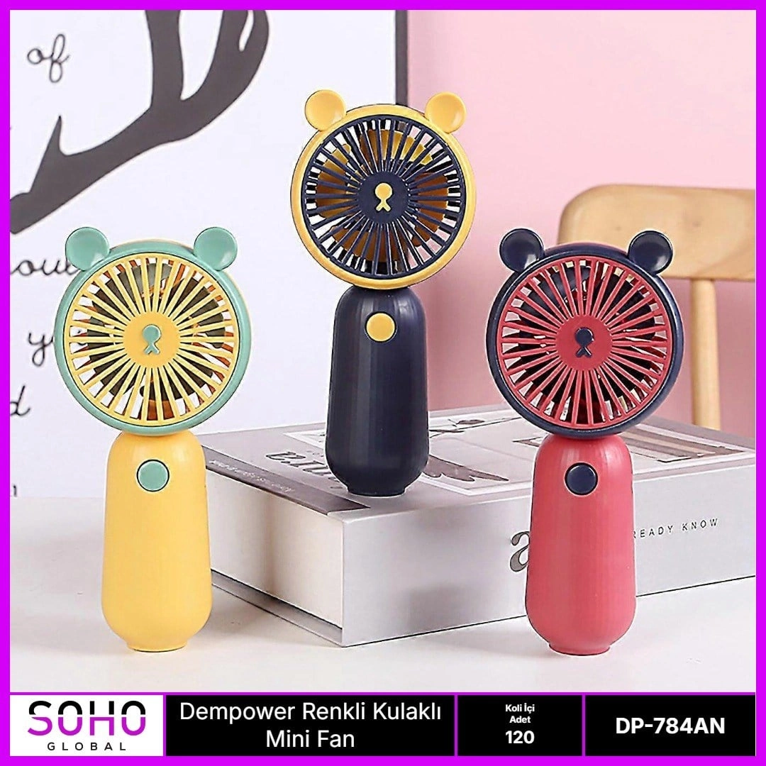 Evimdeyokyok Renkli Kulaklı Mini Fan