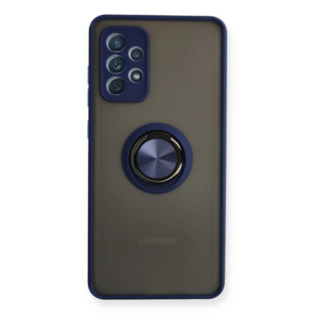 Evimdeyokyok Samsung Galaxy A72 Kılıf Montreal Yüzüklü Silikon Kapak - Lacivert