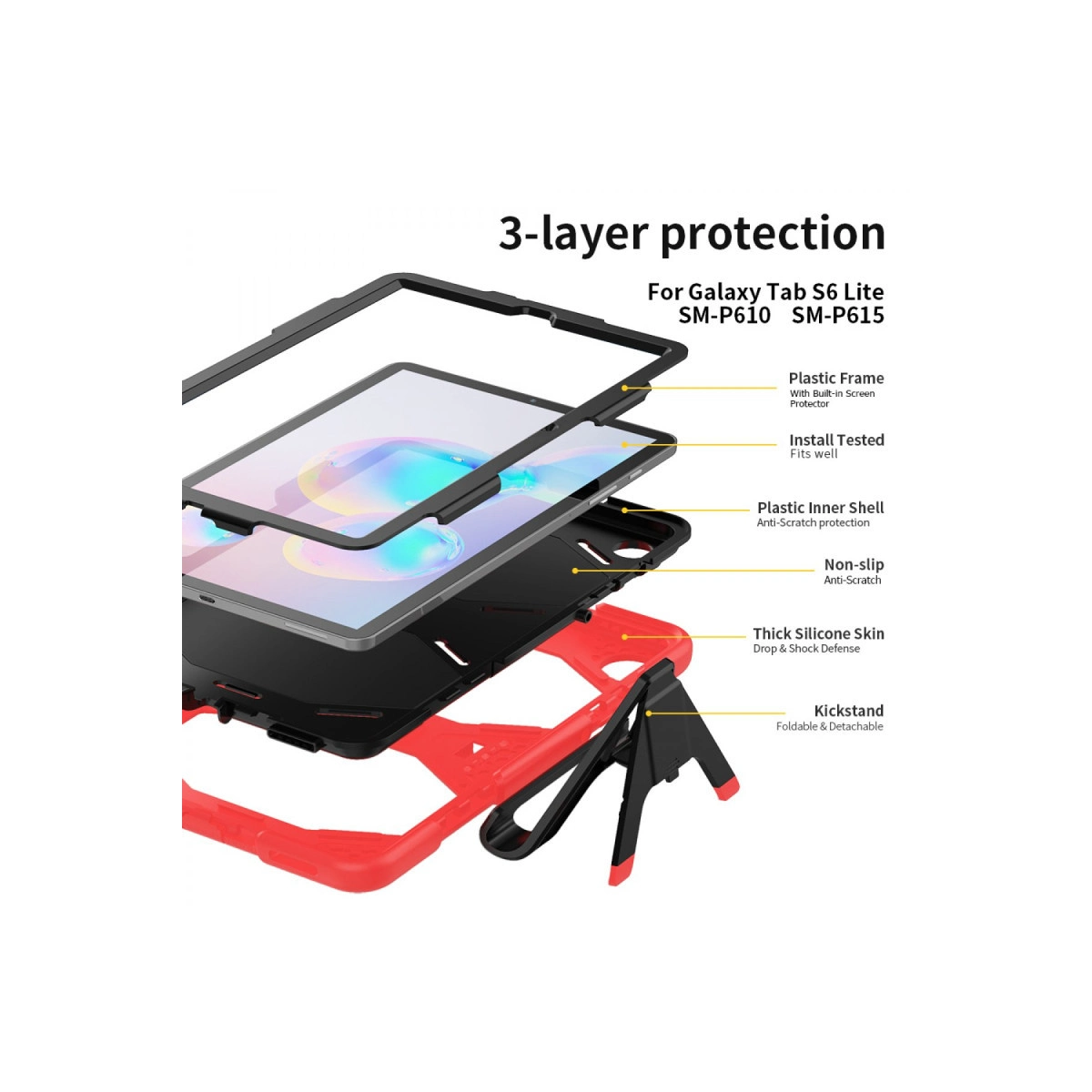 Evimdeyokyok Samsung Galaxy P610 Tab S6 Lite 10.4 Kılıf Griffin Tablet Kapak - Kırmızı