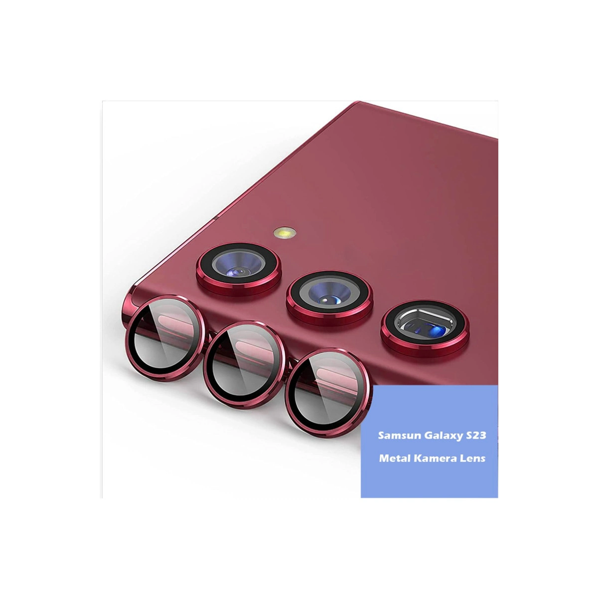 Evimdeyokyok Samsung Galaxy S23 Ultra Metal Kamera Lens - Kırmızı