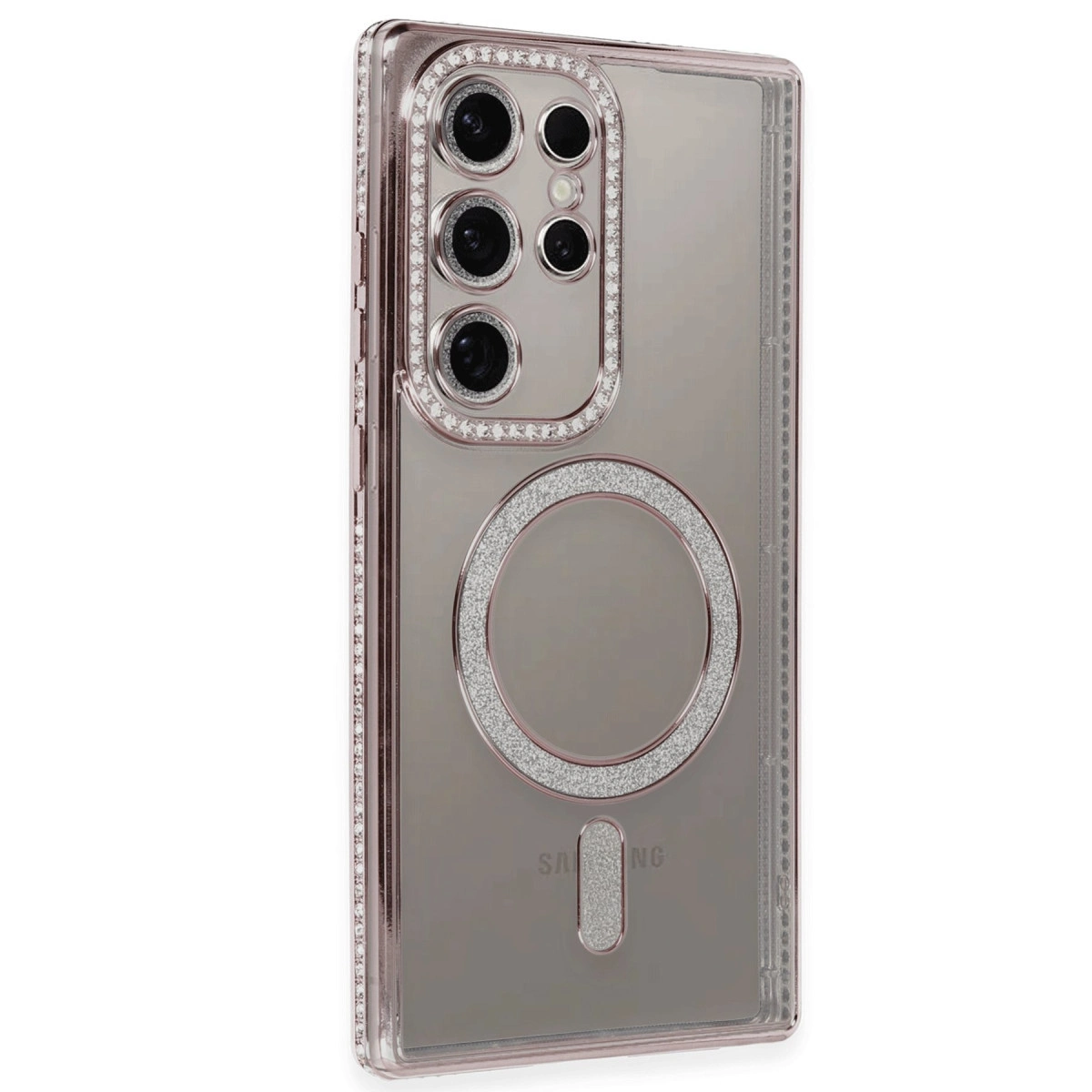 Evimdeyokyok Samsung Galaxy S24 Ultra Kılıf Joke Simli Magneticsafe Kılıf - Pembe