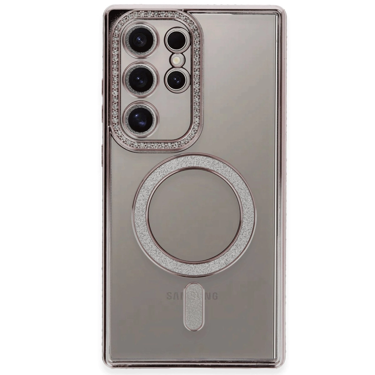 Evimdeyokyok Samsung Galaxy S24 Ultra Kılıf Joke Simli Magneticsafe Kılıf - Pembe