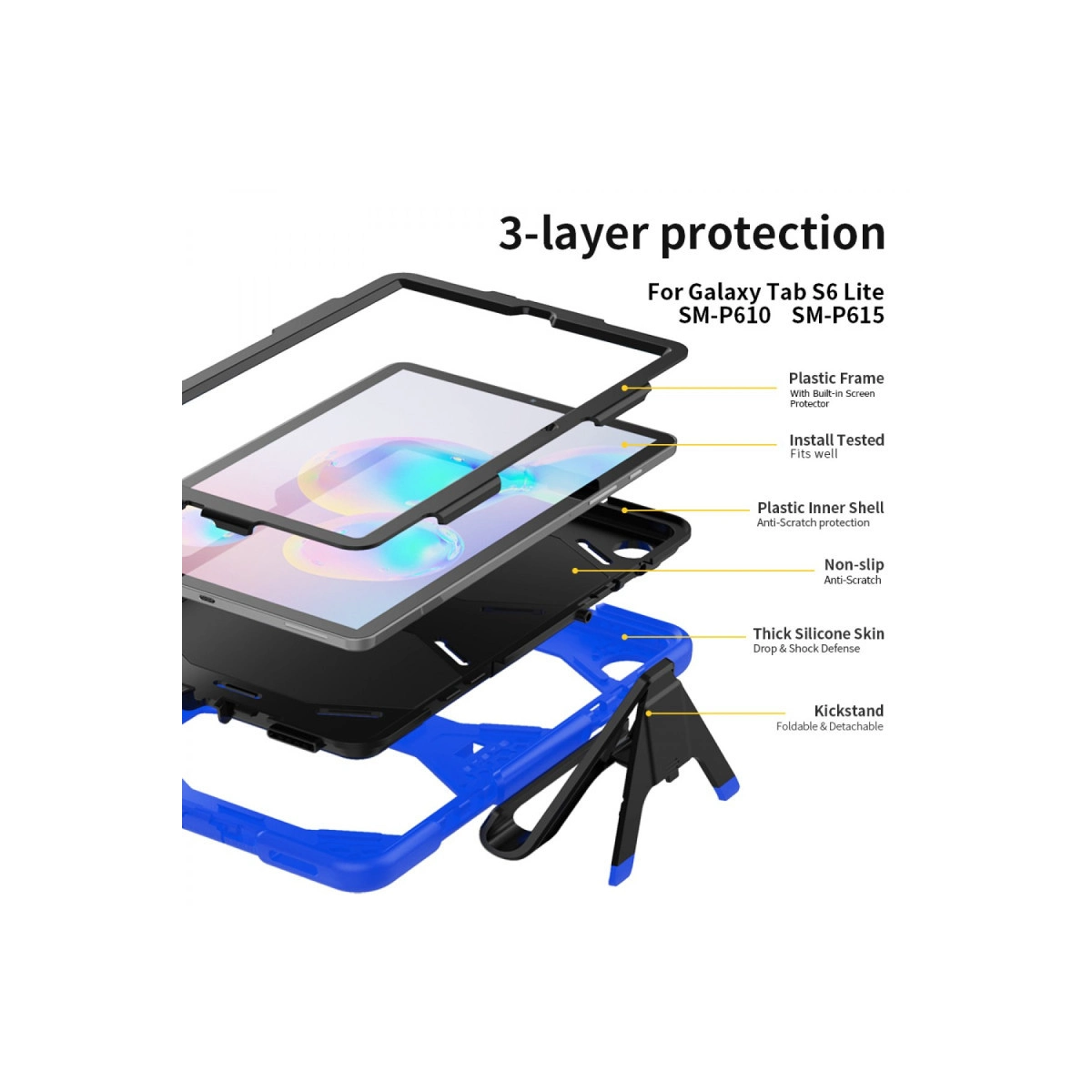 Evimdeyokyok Samsung Galaxy T500 Tab A7 10.4 Kılıf Griffin Tablet Kapak - Mavi