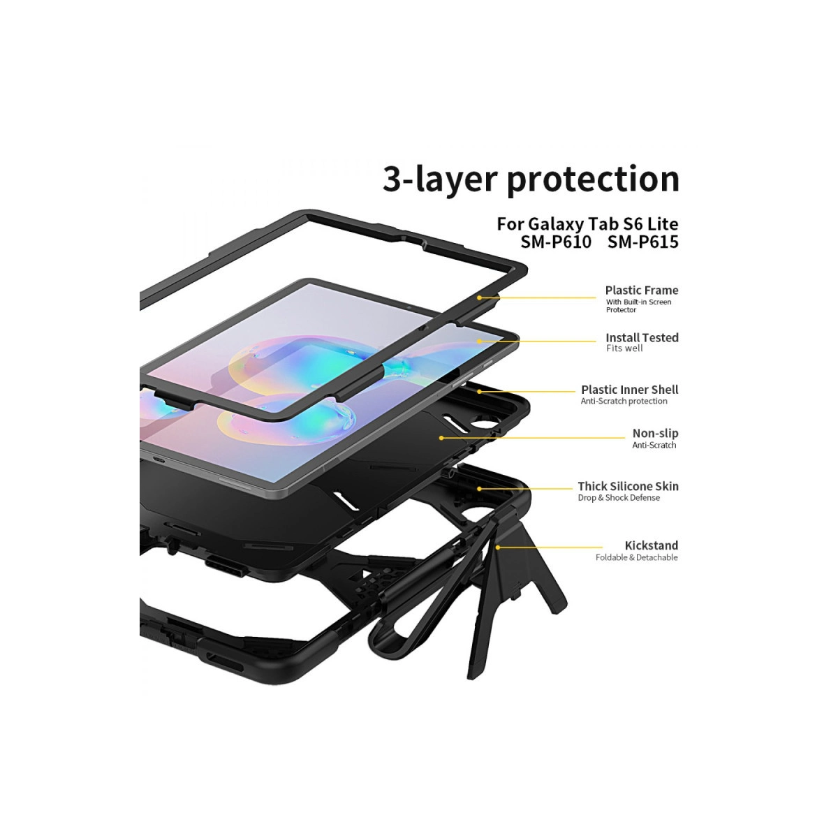 Evimdeyokyok Samsung Galaxy T500 Tab A7 10.4 Kılıf Griffin Tablet Kapak - Siyah
