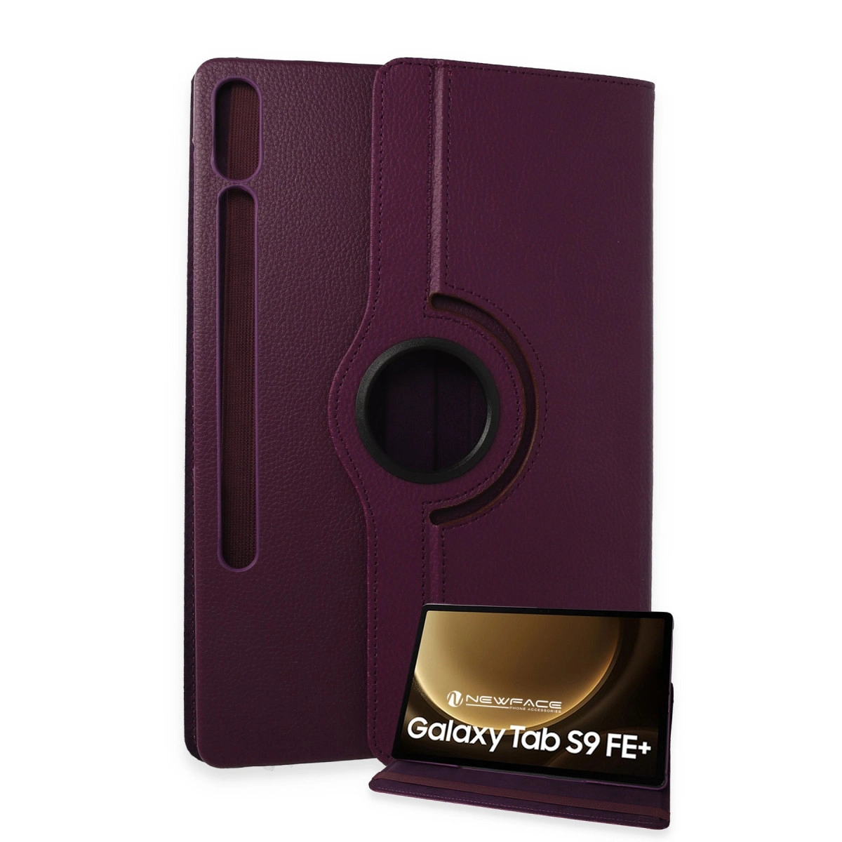 Evimdeyokyok Samsung Galaxy X610 Tab S9 Fe Plus 12.4 Kılıf 360 Tablet Deri Kılıf - Mürdüm