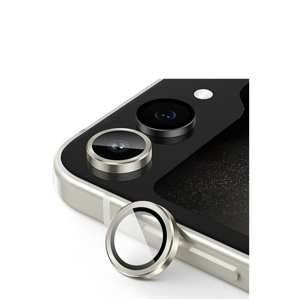Evimdeyokyok Samsung Galaxy Z Flip 5 Valdez Metal Kamera Lens - Krem