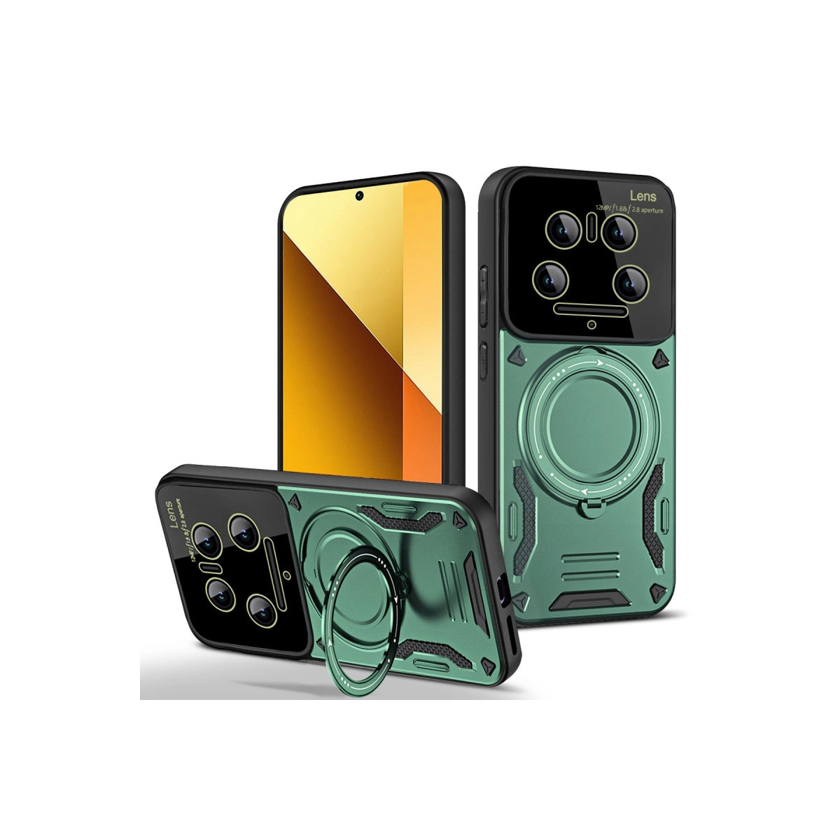 Evimdeyokyok Xiaomi Mi 14 Ultra Kılıf Joy Lens Standlı Kapak - Koyu Yeşil