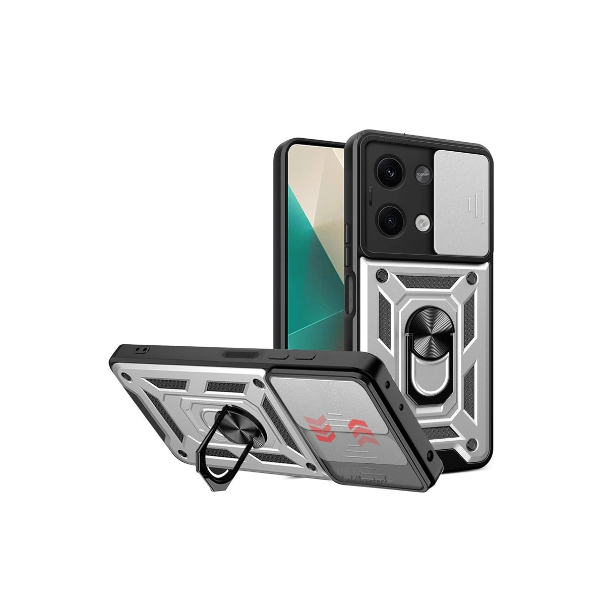 Evimdeyokyok Xiaomi Poco X6 Kılıf Pars Lens Yüzüklü Silikon - Gümüş