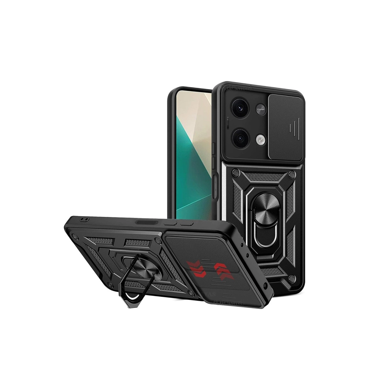 Evimdeyokyok Xiaomi Poco X6 Kılıf Pars Lens Yüzüklü Silikon - Siyah