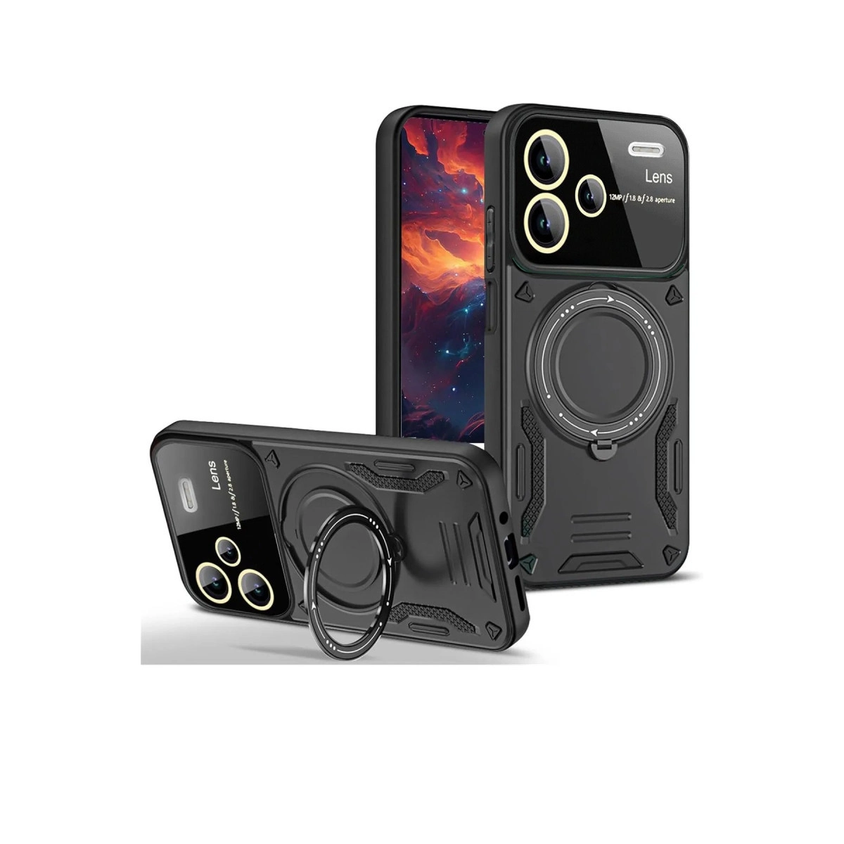 Evimdeyokyok Xiaomi Redmi Note 13 Pro Plus Joy Lens Standlı Kapak - Siyah