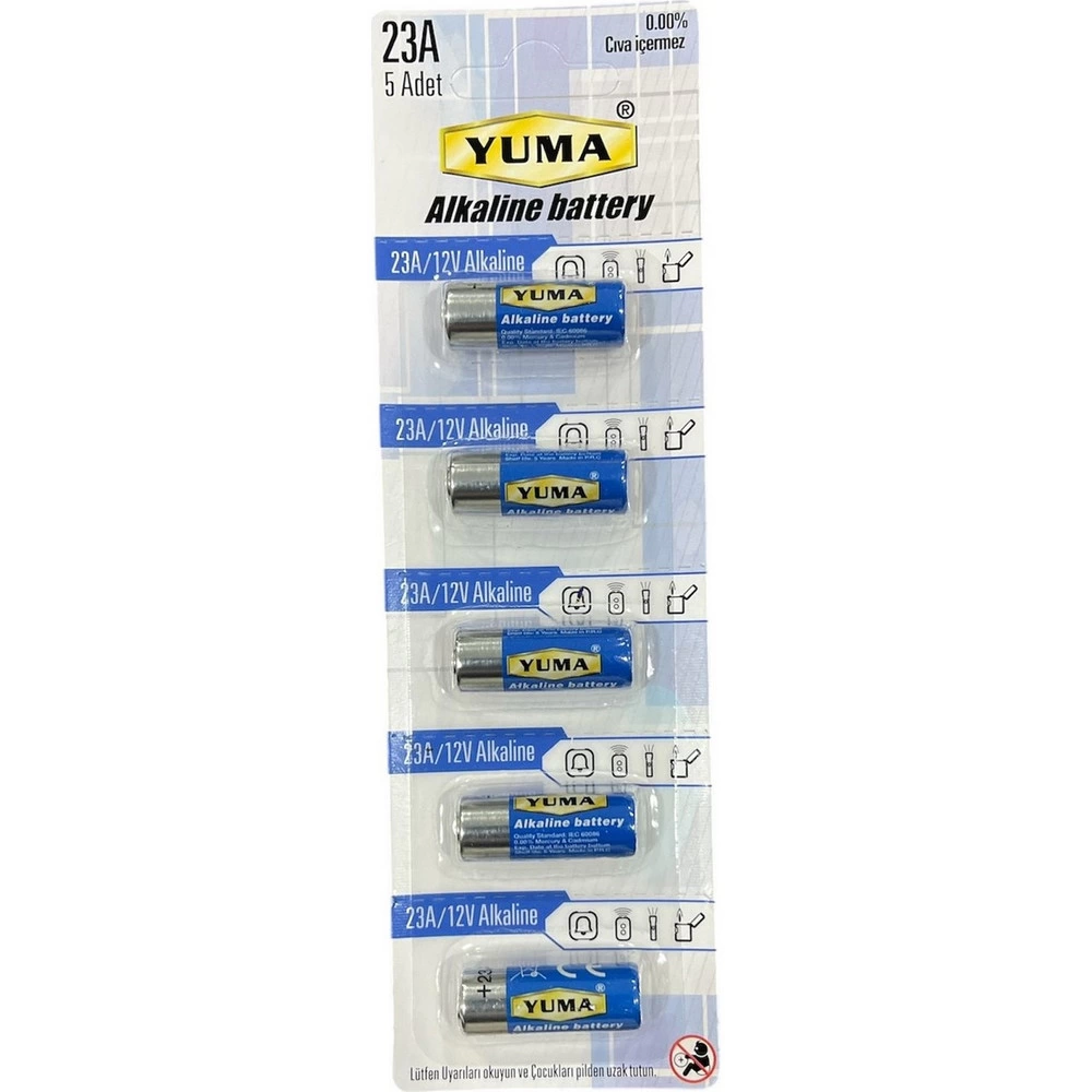 Evimdeyokyok Yuma 23A Mn23 V23A V23Ga 12 Volt Alkalin Pil 5’Li Paket