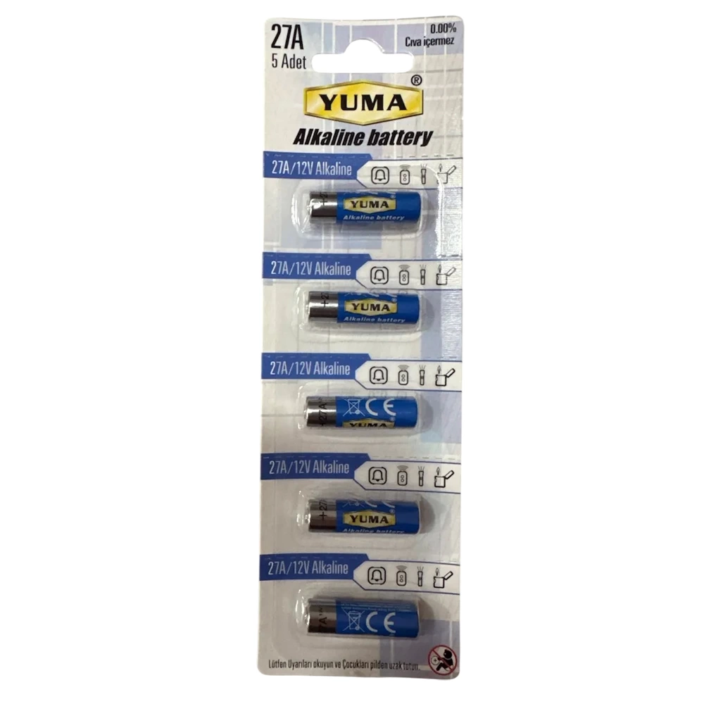 Evimdeyokyok Yuma 27A Mn27 V27A V27Ga 12 Volt Alkalin Pil 5’Li Paket
