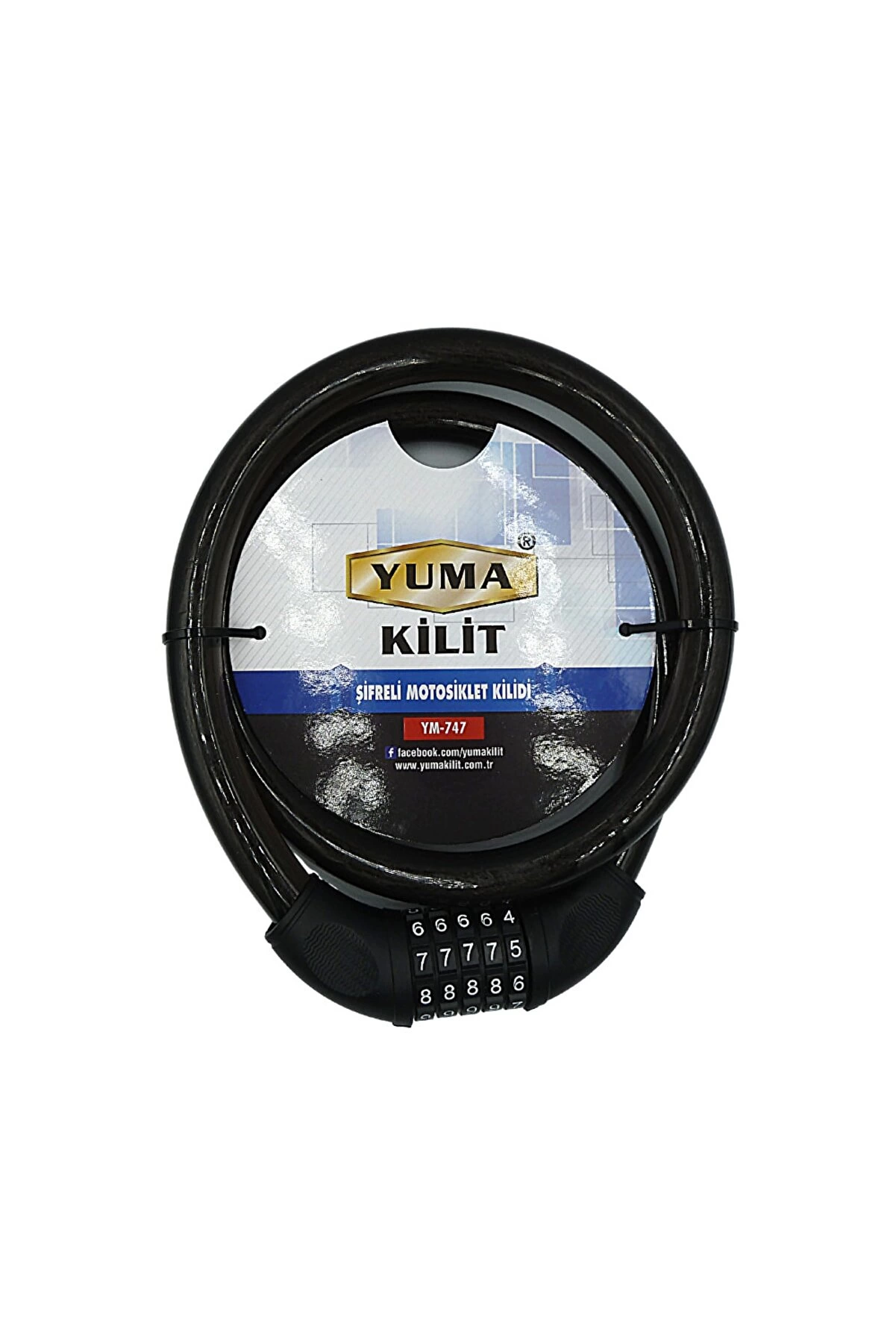 Evimdeyokyok Yuma Ym-747 120Cm 20Mm 5 Şifreli Siyah Motorsiklet Kilidi