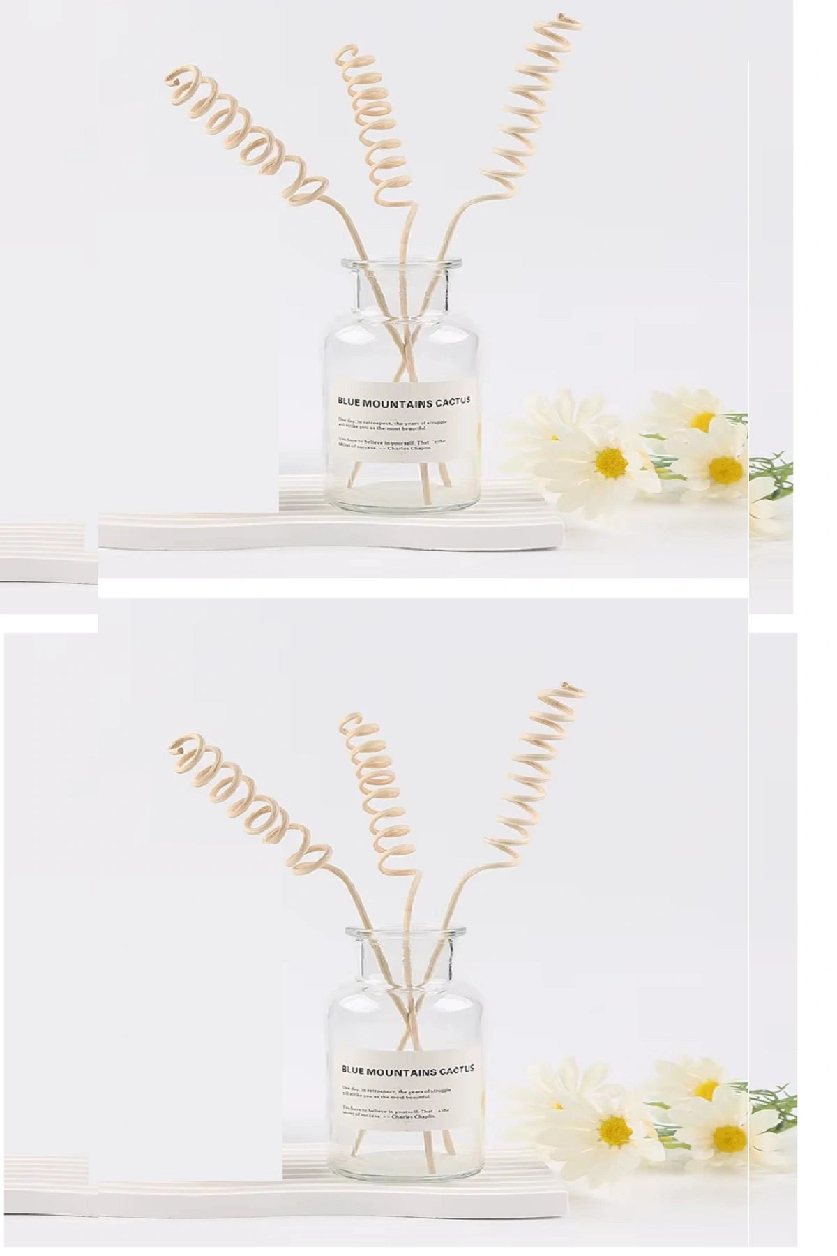 3 Tek Adet 3 Model Aromaterapi Koku Dağıtıcı Rattan Şişe Ahşap Difüzör Çubuk (Spiral-Yaprak-Dalgalı)